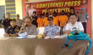 Polres Bintan dan Kalapas kelas IIA saat melakukan Pers Rilies penangkapan Narkoba sabu di Lapas TRanjungpinang