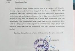 Foto Surat surat penghentiaan tambang Pasir Illegal Di Gunung Kijang