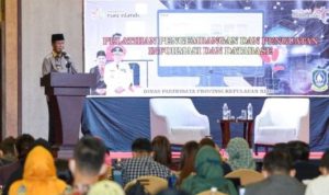 Gubernur Kepri Isdianto Minta Pelaku Wisata Kepri Cari Strategi Baru Hidupkan Kembali Pariwisata Keprie di Tengah Pandemi COVID 19 pada Pemuncuran Aplikasi Kepri Travel di Batam.