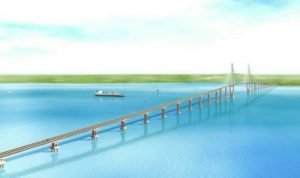 Maket jembatan Batam Bintan sepanjang 65 Kilo Meter yang menghubungan 3 pulau di Kepri