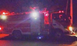 Mobil UPTD Damkar Toapaya menuju lokasi kebakaran. Foto Istiimewa