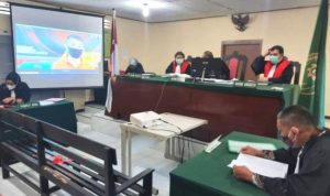 Sidang kasus dugaan Tindak Pidana Pencucian Uang TPPU dengan terdakwa Elen kontraktor di Tanjungpinang dilaksanakan secara Online