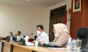 Wagub Kepri Marlin Agustina saat menggelar saat menghadiri Video Conference dengan BPH Migas terkait Program Pembangunan Penyalur BBM 1 Harga