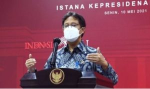 Menteri Kesehatan Budi Gunadi Sadikin saat menyampaikan keterangan pers