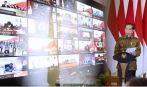 Presiden Joko Widodo saat membuka Rapat Koordinasi Nasional Pengawasan Intern Pemerintah Tahun 2021 di Istana Kepresidenan Bogor