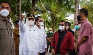 Wakil Gubernur Kepulauan Riau Marlin Agustina bersama Wakil Menteri LKH danKehutanan Alue Dohong meninjau kawasan pesisir di Pulau Setokok