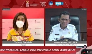 Gubernur Kepri Ansar Ahmad saat menjadi Narasumber di CNN TV terkait dengan progres pelaksanaan Vaksinasi di Kepri