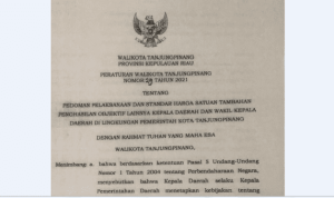 Perwako nomor 29 tahun 2021 tentang Pedoman Pelaksana dan Standar Harga satuan Tambahan Penghasilan Objektif lainnya Kepala daerah dan wakil kepala daerah di Lingkungan pemerintah kota Tanjungpinang.