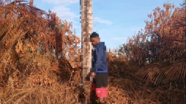 Korban ditemukan tewas dengan posisi tergantung di pohon kelapa.