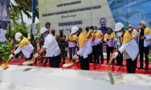 Usai melakukan MoU Bambang Soesatyo dan CEO of Gallant Venture bersama Guberur Kepri juga melakukan ground breaking pembangunan Cirkuit F1 di Kawasan Wisata Lagoi Bintan
