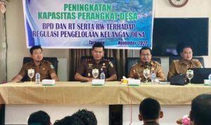 Kacabjari Natuna di Tarempa menggelar pelatihan dan peningkatan kapasitas Perangkat Desa, BPD, RW dan RT Desa Mengkait dalam pengelolaan keuangan desa di Hotel Tropica Inn Anambas, Selasa (1-11-2022).