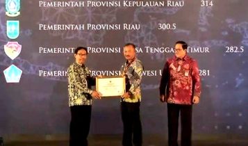 Pemprov Kepri Kembali Terima Penghargaan Anugerah Meritokrasi 2022 Dari MenPAN RB Sekda Kepri Adi Prihantara saat menerima penghargaan Anugerah Meritokrasi 2022 dari Komisi Aparatur Sipil Negara (KASN) di Hotel Grand Sahid Jaya Jl. Jenderal Sudirman Jakarta, Kamis (08/12/2022).