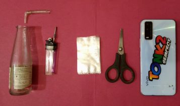 Barang-Bukti tiga pelaku Narkoba Hf (41), Rh (43) dan Ft (38) juga diamankan Polisi.