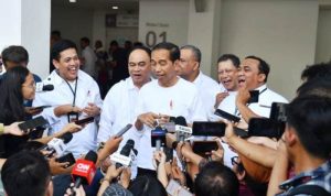 Presiden Jokowi memberi keterangan pers usai menghadiri Musyawarah Rakyat (Musra), di Istora Senayan, Jakarta, Minggu (14/05/2023). (Foto: BPMI Setpres)