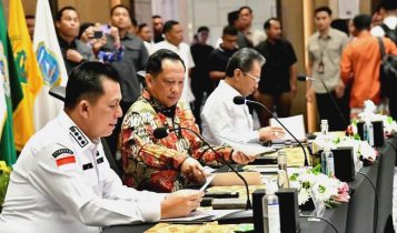 Rakor Pengendalian Inflasi dan Evaluasi APBD TA 2023 di Grand Ballroom Hotel Marriot Harbour Bay kota Batam provinsi Kepri Jumat (19-5-2023).