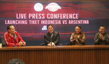 Timnas Indonesia Argentina Ketua Umum PSSI Erick Thohir luncurkan cara pembelian tiket akses pertandingan FIFA Matchday, antara Indonesia vs Argentina pada 19 Juni 2023.