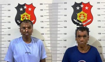 Kedua pelaku saat diamankan di Mapolresta Tanjungpinang Kedua pelaku saat diamankan di Mapolresta Tanjungpinang (Foto: Humas/Presmedia.id)