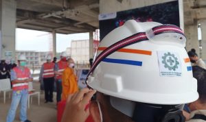 Suasana di kawasan Proyek Indigo Hotel Lagoi-Bintan setelah pekerja bangunan terjatuh dan dinyatakan meninggal dunia. (Foto: Hasura/Presmedia.id)