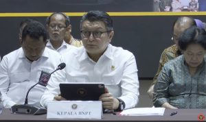 Kepala BNPB Kepala BNPT Rycko Amelza Dahniel saat Konferensi Pers Akhir Tahun 2023 BNPT RI yang digelar secara luring dan daring dari kantor BNPT, Sentul, Provinsi Jawa Barat, pada Jumat (29/12/2023).(Foto: BNPB)