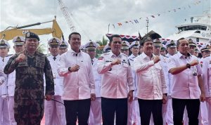 Menteri KP, Sakti Wahyu Trenggono saat meresmikan KP Barakuda 01 dan Barakuda 02 di Kota Batam. (Foto: Putra/Presmedia.id)