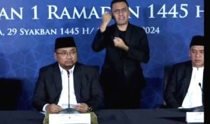 Menteri Agama Yaqut Cholil Qoumas saat menyampaikan Penetapan 1 Ramadhan 1445 Hijriyah jatuh pada Selasa, 12 Maret 2024 masehi. (Foto: Tangkapan Youtube Kemenag)