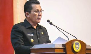 Gubernur Kepri Ansar Ahmad saat memberi pidato pengantar penyampaian RPJPD Kepri 2025-2045 di sidang Paripurna DPRD Kepri di Balairung Wan Seri Beni, Dompak, Selasa (21/5/2024).