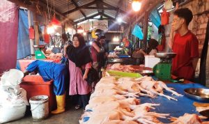 Salah satu pedagang ayam di Pasar Baru Tanjungpinang. (Foto: Roland/Presmedia.id)