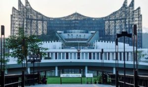 Suasana Istana Negara dan Istana Garuda terlihat dari kawasan Sumbu Kebangsaan IKN, Penajam Paser Utara, Kalimantan Timur, Minggu (28/7/2024). (Foto: Infopublik.id)