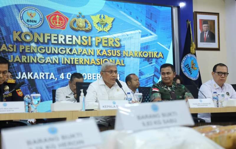 Persrilis BNN dan Tim Gabungan TNI, Polri dan Bea Cukai atas pengagalan Penyelundupan Heroin, Sabu, dan Ganja di Tiga Lokasi di Indonesia (Foto: dok-BNN)