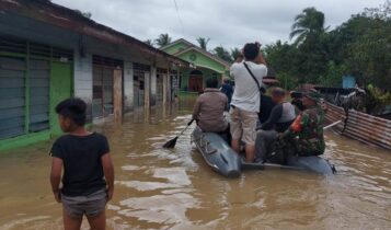 Kondisi wilayah Kecamatan Bintan yang terendam banjir akibat hujan berkepanjangan. (Foto: BPBD Bintan)