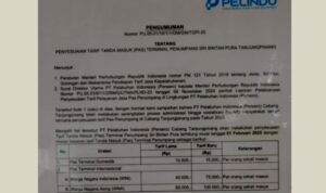 Tangkapan Layar Pengumuman Kenaikan Tarif Pas masuk Pelabuhan oleh PT.Pelindo.