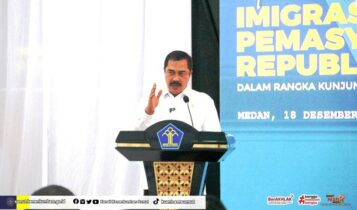 Menteri Imigrasi dan Pemasyarakatan (Imipas) Agus Andrianto saat memberikan paparan pada jajaranya di kantor Kanwil hukum dan HAM Sumut. (Foto: Dok Kanwil Hukum Sumut)