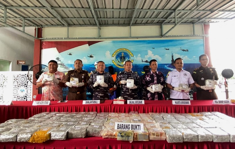 Lanal Lhokseumawe Lantamal I Belawan Amankan 100 Kg Narkoba Sabu Hasil Penyelundupan di Aceh Utara (Foto-dok Dispen tni.mil.id)