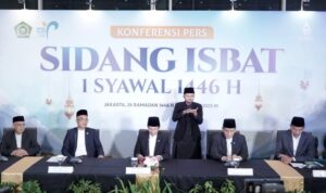 Sidang Isbat Tetapkan 1 Syawal 1446 H Jatuh pada 31 Maret 2025  dipimpin oleh Menteri Agama Nasaruddin Umar di Kantor Kementerian Agama, Jalan MH Thamrin No. 6, Jakarta, pada Sabtu (29/3/2025). (Foto-Dok Kemenag-RI)