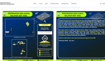 Tangkapan layar Peringatan Cuaca BMKG, Hujan Lebat dan Angin Kencang Akan Melanda Sejumlah Wilayah di Kepri.
