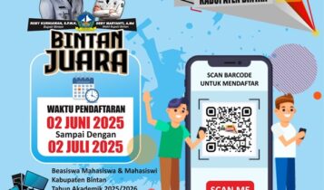 Pendaftaran Beasiswa Kuliah D1 hingga S1 Pemkab Bintan Dibuka Mulai 2 Juni, Ini Syarat yang Dibutuhkan