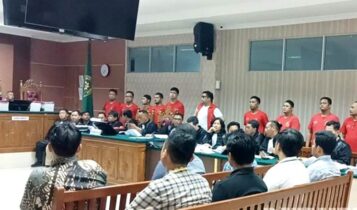 Sidang kasus penyalahgunaan narkoba yang melibatkan mantan Kasat Narkoba Polresta Barelang, Satria Nanda dan 10 anggota mantan anggota Polisi, kembali digelar di Pengadilan Negeri Batam. (foto:Istimewa)