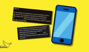 Koalisi Damai Kecam Pemaksaan Takedown Konten Sejarah oleh Kementerian Komunikasi Digital Ilustrasi kesewenang-wenangan meminta menurunkan konten di platform X (dulu Twitter).