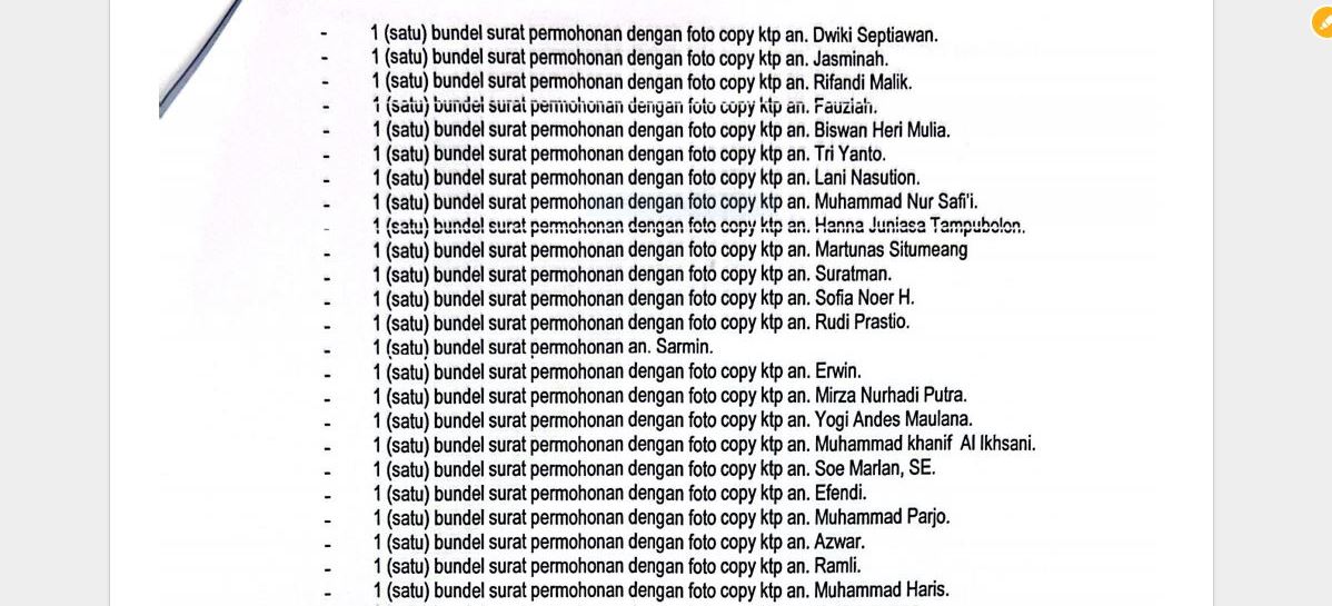 Daftar BB yang sidtsa Polsi dari rumah terduga pelaku pemalsuaan sertifikat Een Saputra alias (Es)
