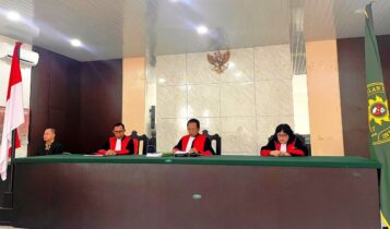 Majelis Banding PT kepri H.Ahmad Shalihin, S. H, M.H sebagai Ketua Majelis, Ignatius Eko Purwanto, S.H, M.Hum dan Dahlia Panjaitan, S.H. sebagai Hakim Anggota. (Foto humas PT Kepri)