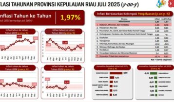 Data BPS kepri mencatat, inflasi year-on-year (y-on-y) Provinsi Kepri pada Juli 2025 mencapai 1,97 persen dengan Indeks Harga Konsumen (IHK) sebesar 108,30. (Foto tangkapan data BPS Kepri)