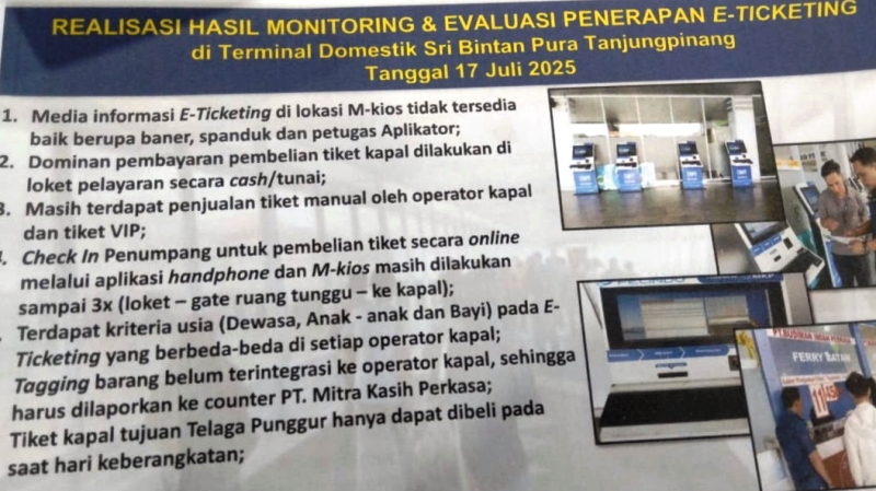 Sejumlah Temua KSOP Tanjungpinang dalam pemberlakukan sistem e-ticketing di Pelabuhan SBP Tanjungpinang